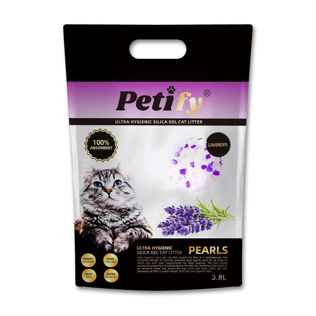 Silica Gel Cat Litter Lavender scent | Silica Crystals | Silica Pearls | 3.8L - 40 days supply | Ultra Hygienic | Highly Absorbent | ECO Friendly | Biodegradable |
