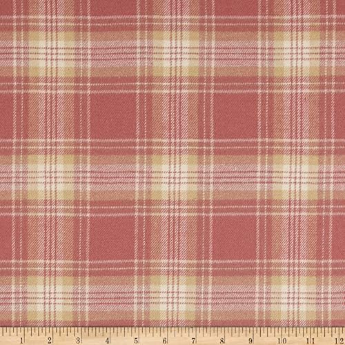 Marcus Fabrics Chalk & Timber Brushed Flannel Yarn Dye Large Plaid Fabric, Pink/Cream, Fabric By The Yard