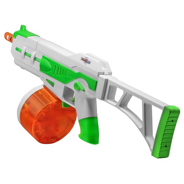 SPLATRBALL SRB1200 PYRO GLOW-IN-THE-DARK WATER GEL BALL BLASTER KIT – LED LIGHTS, 225 FPS, 1200-ROUND DRUM MAG, 2000 TOTAL ROUNDS – GREEN/WHITE