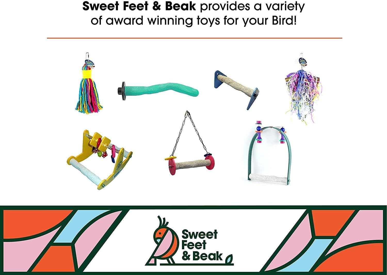Sweet Feet and Beak Roll Swing and Perch Bird Toys - Keeps Nails and Beak in Top Condition - Handmade Pet Supplies - Safe and Non-Toxic Bird Cages Accessories - Parrot Toys (9" Orange M) : Pet Supplies