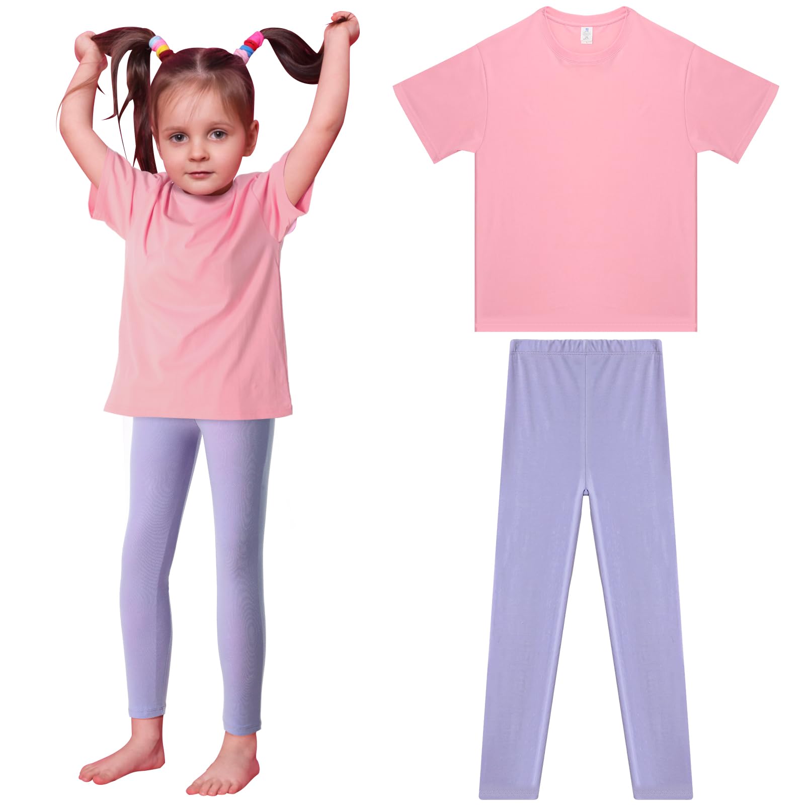 Photo 1 of Cuffbow 2Pcs Halloween cartoon Costume Pink T-shirt and Purple leggings Set for Girls Boys for Halloween Costume Party(2t)