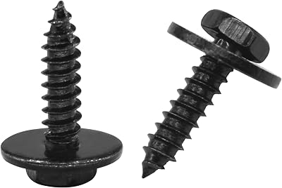 DDHOMIN 40 Pcs Hex Self-Tapping Black Screws with Washers for Automotive Panels