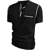 Hardaddy Men's Short Sleeve Henley Shirts Casual Summer Lightweight Button Henley Solid T-Shirt Tops