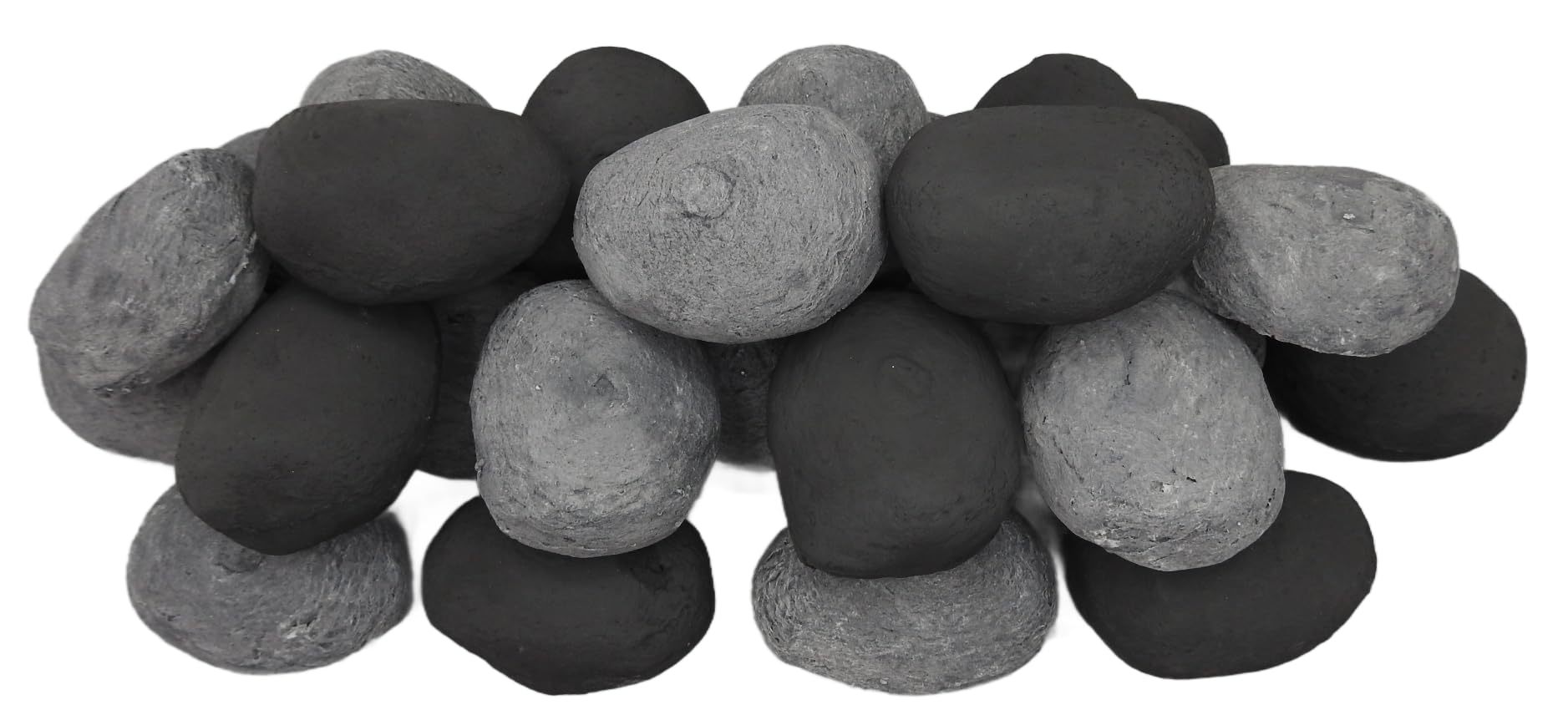 The Stove Wizard 20 Black & Grey Ceramic Fire Pebbles – Heat-Resistant Stones for Gas, LPG, Electric & Bio Ethanol Fires – Mixed Colour Set (60mm x 40mm x 40mm)