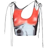 CAPE CLIQUE Y2K Tops Rave Outfits Sexy Tops for Women Party Club Night Halter Sleeveless 3D Body Print Summer Crop Tank Top