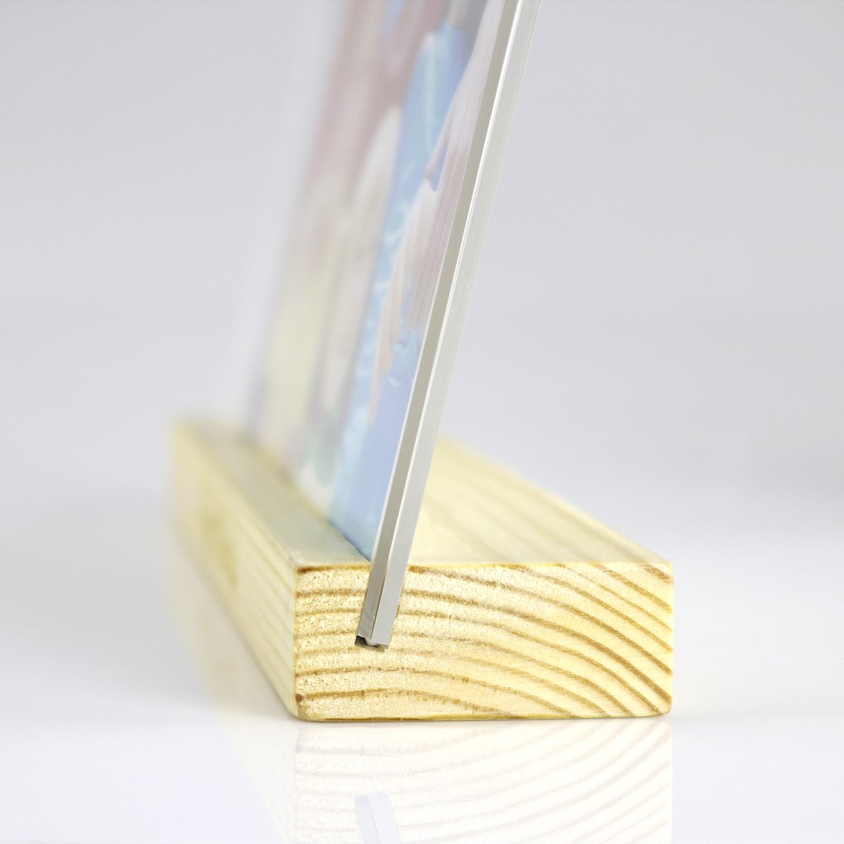 5x7 Clear Acrylic Picture Frame With Wood Holder - Round Corner Acrylic Glass Plate Picture Frame Stand on The Desk With a Wood Holder - Desk Calendar Display with Gift Box Package - SupperAcrylic