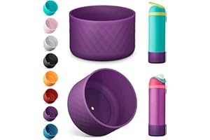 AIRBOAT 2PCS Silicone Water Bottle Boot for Owala 24oz, Protective Bottom Bumper Anti-Slip Sleeve for FreeSip, Twist, and Flip Stainless Steel Bottles, Dishwasher Safe and BPA Free(Dark Purple)