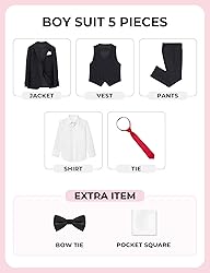 Marvelous World Boys' Suits Slim Fit 5 Pieces