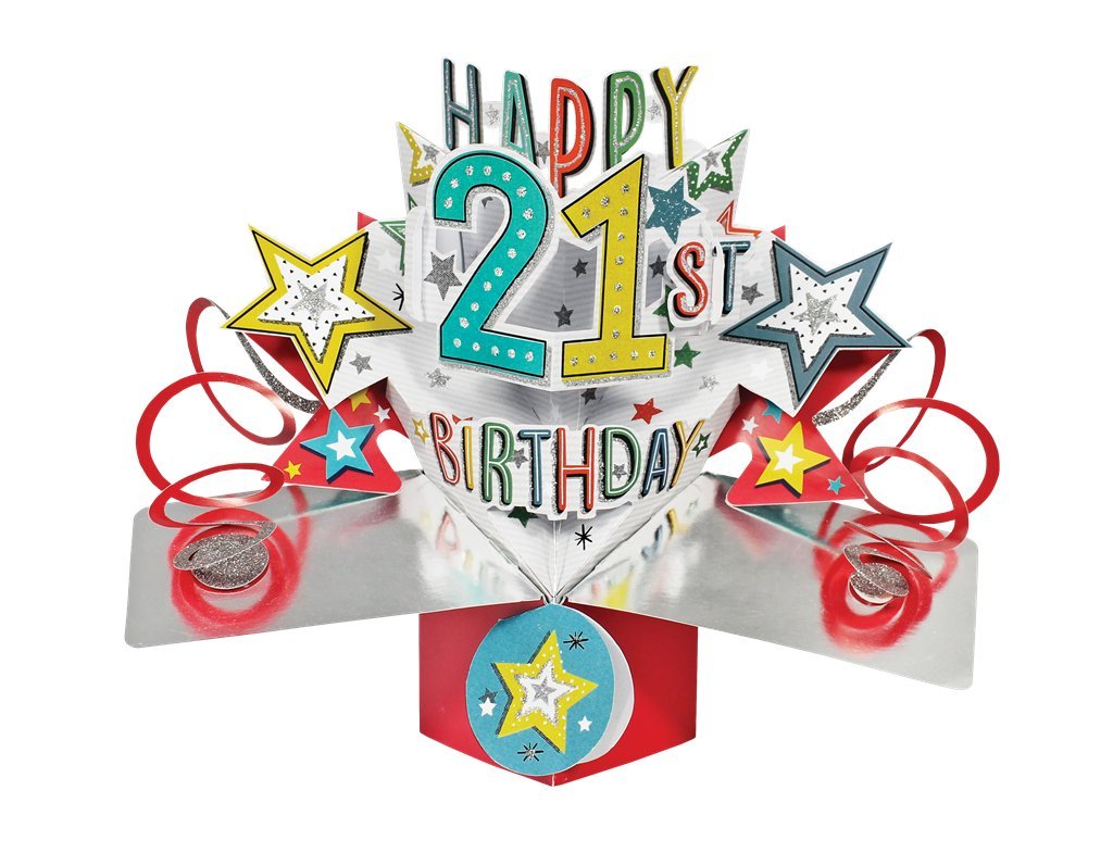 Happy 21st Birthday Pop-Up Greeting Card Original Second Nature 3D Pop Up Cards