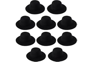 FOIBURELY 10 pcs black Mini formal hats Miniature Hats for DIY Crafts Hair Accessories decorate（3.9"/10cm)