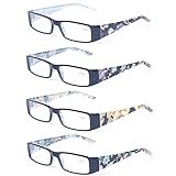 Kerecsen 4 Pack Fashion Women Reading Glasses
