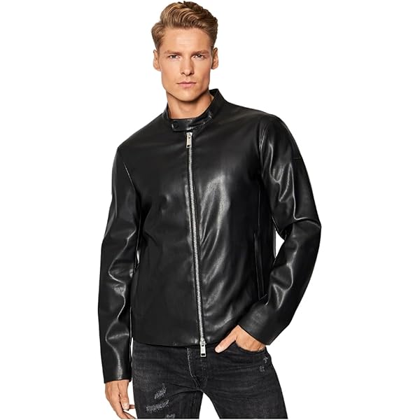 Armani Exchange Men's Embossed Faux Leather Bomber Jacket