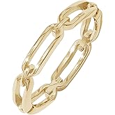 Amazon Essentials 14K Gold or Rhodium Plated Sterling Silver Chain Link Band Ring