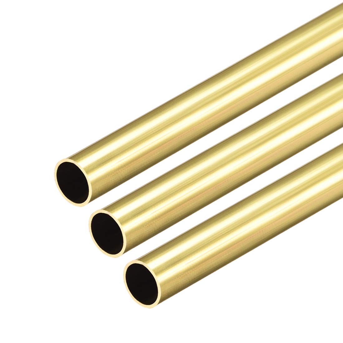 sourcing map Brass Round Tube, 300mm Length 9mm OD 0.5mm Wall Thickness, Seamless Straight Pipe Tubing 3 Pcs