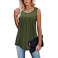 TECREW Womens Sleeveless Active Tank Tops Ruffle Loose Tunic Blouse Shirt