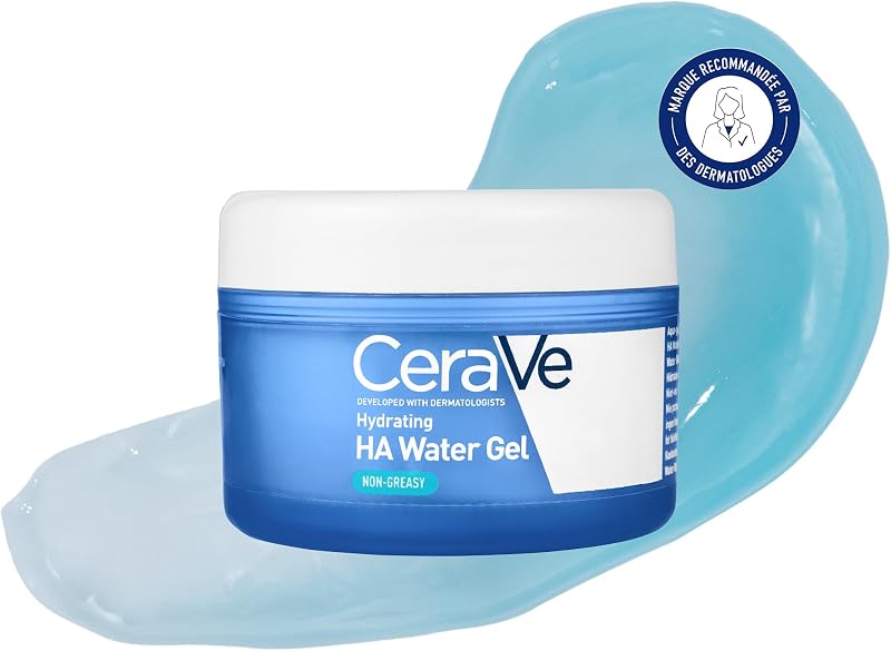 , Aqua-Gel Hydratant, Hydratation 72H, Crème Hydratante Visage, Tous Types de Peaux Même Mixtes et Sensibles, A Base d'Acide Hyaluronique, Niacinamide et Céramides, Texture Fluide et Légère