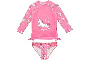 weVSwe Girls Rash Guard Swimsuit Rare Hem Cuffs Bathing Suit UPF 50+ Protection