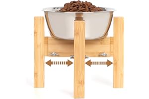 HTB Elevated Dog Bowl Stand,Adjustable Dog Food Stand for 6”-8” Bowls,Single Dog Bowl Holder 7” Tall for Cats and Small Dogs