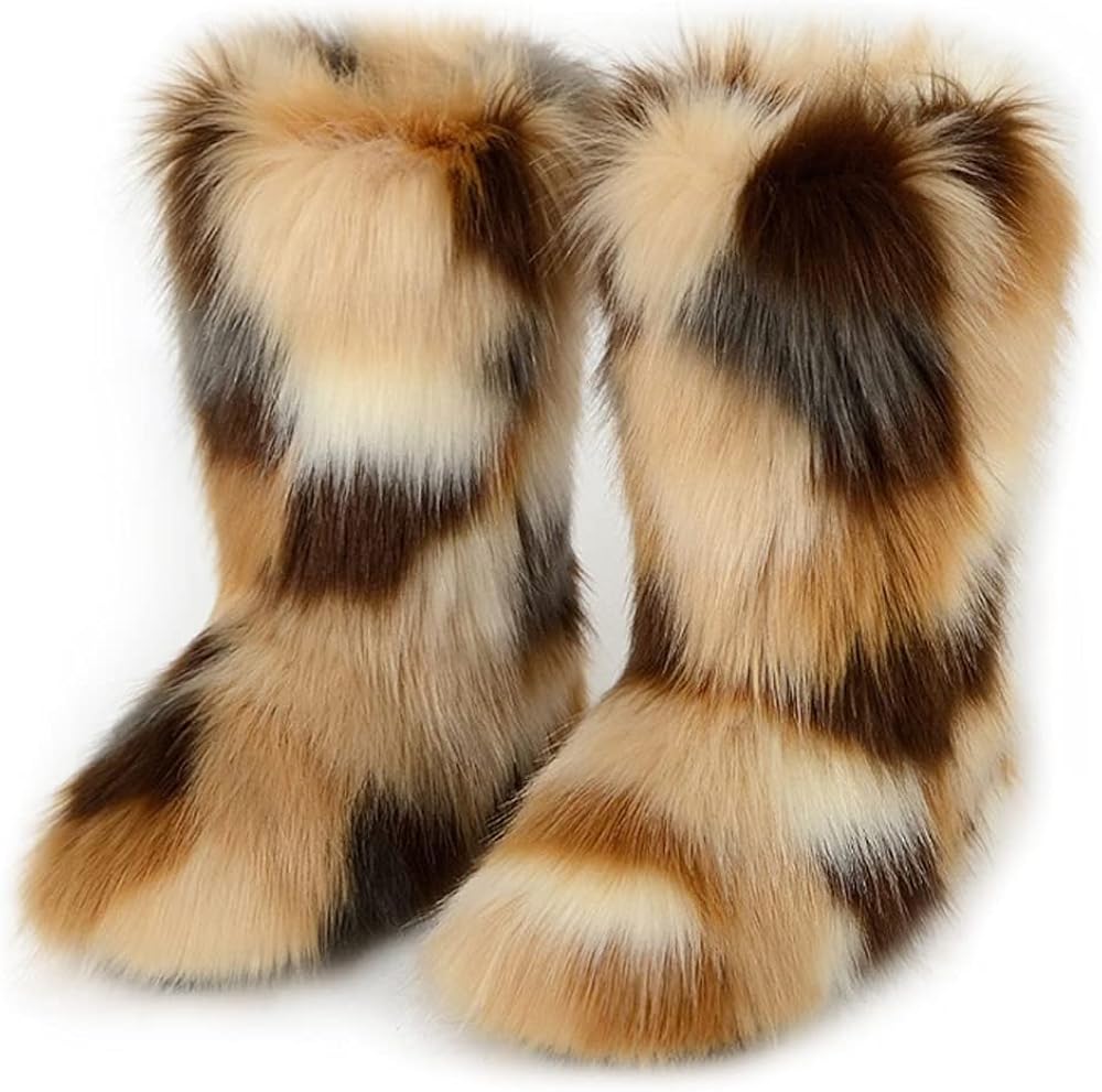 ZOSCGJMY Faux Fur Boots for Women Fuzzy 