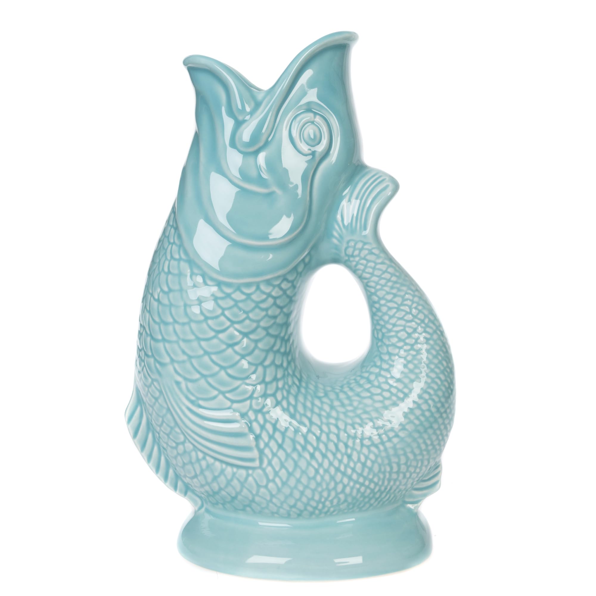 Gurgly Iconic Duck Egg Glug Jug Large 28cm 1.4L – Fish Water Jug, Decorative Fish Vase, Ornament, Carafe