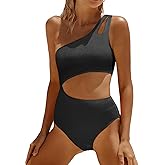 Yonique Cutout One Piece Swimsuit Women - One Shoulder Bathing Suit Ribbed Swimwear 2025 Monokini