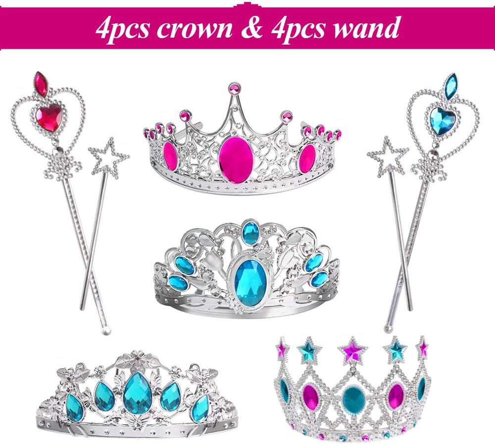 Joinart 60 Pcs Princess Jewelry Toys, Girl Toys Princess Pretend Play Set Girl Jewelry Toys Crown Wand Necklace Bracelet Ring Earring Princess Dress up Birthday Party Favors for Kids Party Supplies: Toys & Games