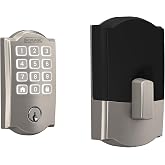 Schlage Arrive Smart WiFi Deadbolt Lock with Camelot Trim, Satin Nickel | Keyless entry door lock, Push button keypad, Built-in app control, Alexa, Google Home &amp; Ring compatible, Certified security