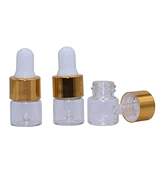 Amazon Com 15pcs Glass Essential Oil Dropper Bottles Clear Mini 1ml 2ml 3ml Perfume Dropping Bottle Cosmetic Sample Vials With Gold Cap And White Latex