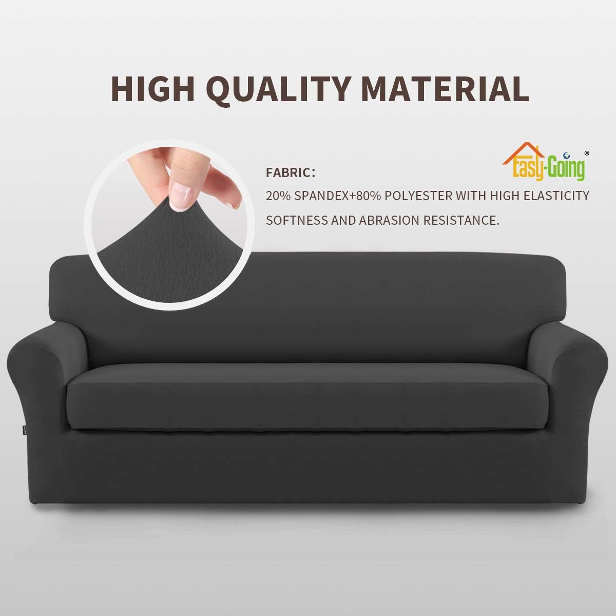 Easy-Going 2 Pieces Microfiber Stretch Sofa Slipcover – Spandex Soft Fitted Sofa Couch Cover, Washable Furniture Protector with Elastic Bottom for Kids,Pet （Sofa，Gray）: Home & Kitchen