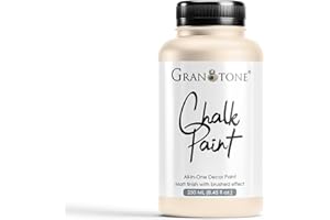 GRANOTONE Chalk Paint for Furniture | Matt-Finish Water-Based Acrylic Paint for Wood, Walls, Metal, Glass, Paper, Fabric Canvas | Maximum Coverage Chalk Paint for Kids & Adults, 250 Ml (DRIFT STONE)