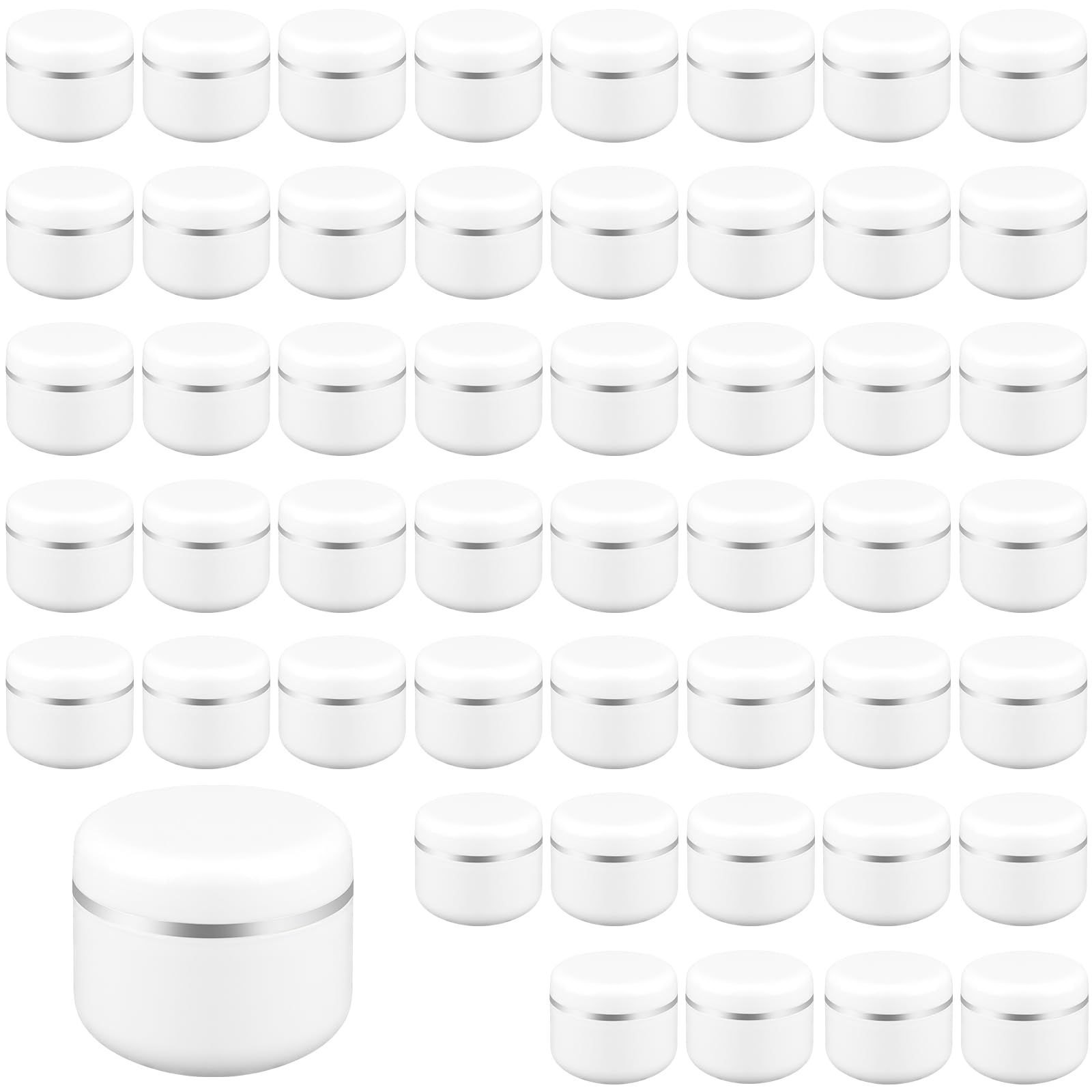 ZEONHEI 50 PCS 50g Cosmetic Jars, Plastic Sample Pot with Lids, Empty Travel Pot for Toiletries Makeup Creams Beauty Nails