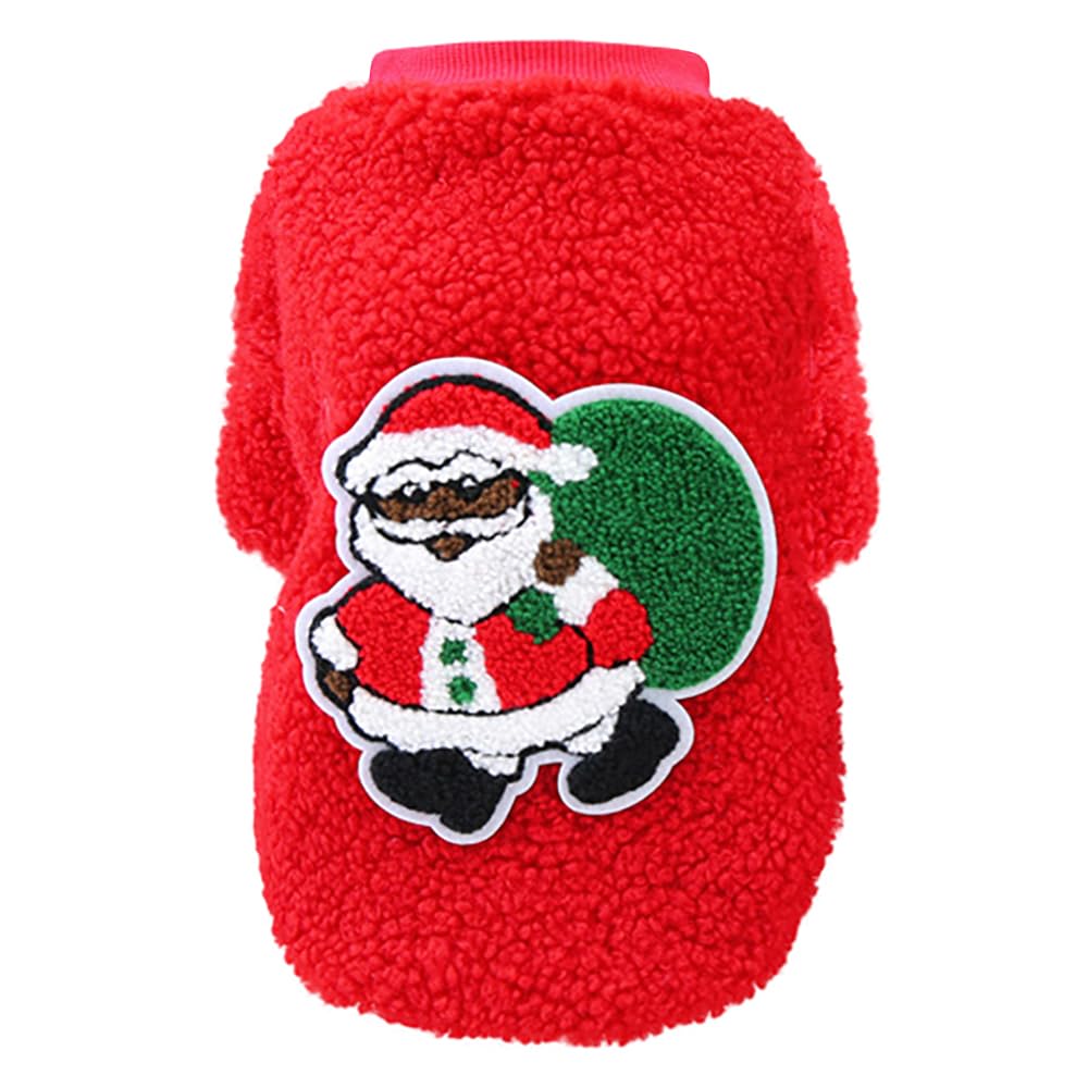 Izefia Dog Sweater Costume Christmas Clothes Gift Fleece Woolen Sweater Winter Warm Pajamas Christmas Father Reindeer Tree Sweater for Small Dog Medium Cat Claus Red M