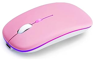 AZTZATZ Wireless Bluetooth Mouse Rechargeable Long Lasting Dual Mode - BT 5.2 & 2.4G Silent RGB LED Mice, Slim Portable Ergonomic Mouse for Laptop/PC/Tablet/MacBook/iPad/Apple Devices(Pink)