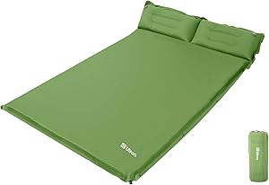 Ubon Double Self-Inflating Sleeping Pad Sleeping Mat for Camping with Pillows Attached Camp Sleep Pad for Backpacking Hiking Air Mattress Lightweight Inflatable & Compact