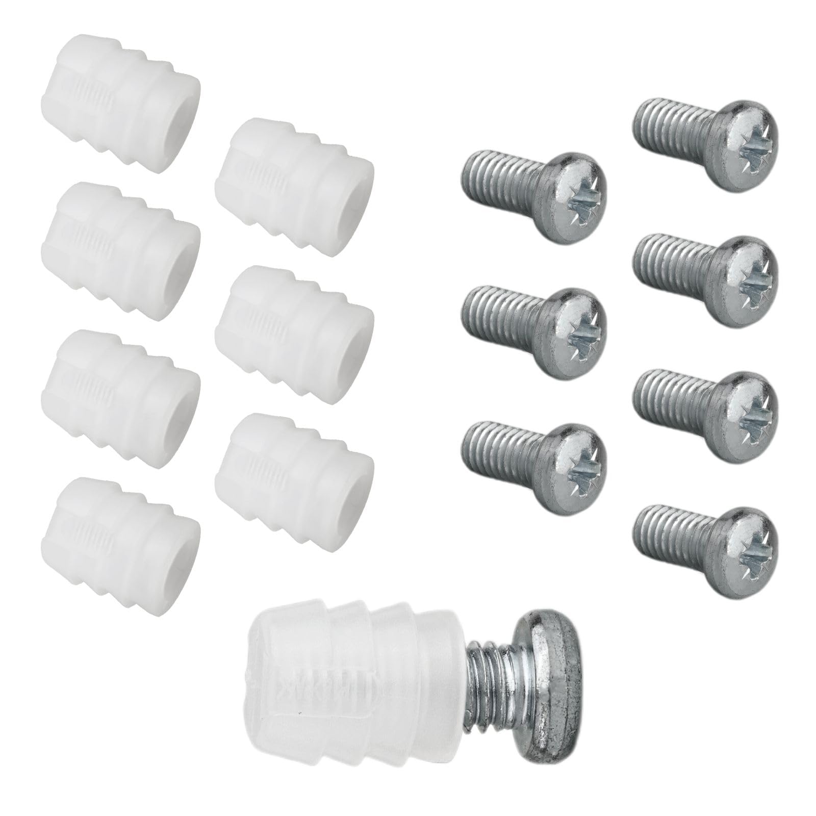 Screw 105163 & Socket 102267 suitable as spare part for IKEA MALM BRIMNES TYSSEDAL Bed Dowel (8 pieces)