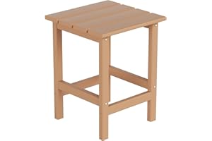Costaelm Square Outdoor Side Tables, Adirondack Patio Tables for Outside, HDPE Patio End Table Weather Resistant, Balcony Table for Pool, Seaside, Backyard, Porch, Indoor Companion, Teak
