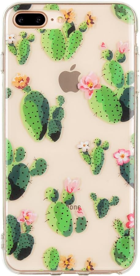 MURMAZ case for iPhone 8 Plus, iPhone 7 Plus case, Floral Flower Summer Tropical Clear Cute Design for Girls Woman [Hard PC Back + Soft Bumper] Ultra-Thin Protective Cover
