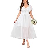 EYWOL Women's Plus Size Formal Dress Lace Chiffon Maxi Dress,Open Back Cocktail Dress for Wedding Guest,Party,Gala Events