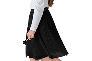 ZUNW Girls Mesh Pleated Skirt Elastic High Waist A-Line Swing Tulle Midi Skirt for Girl 6-14 Years