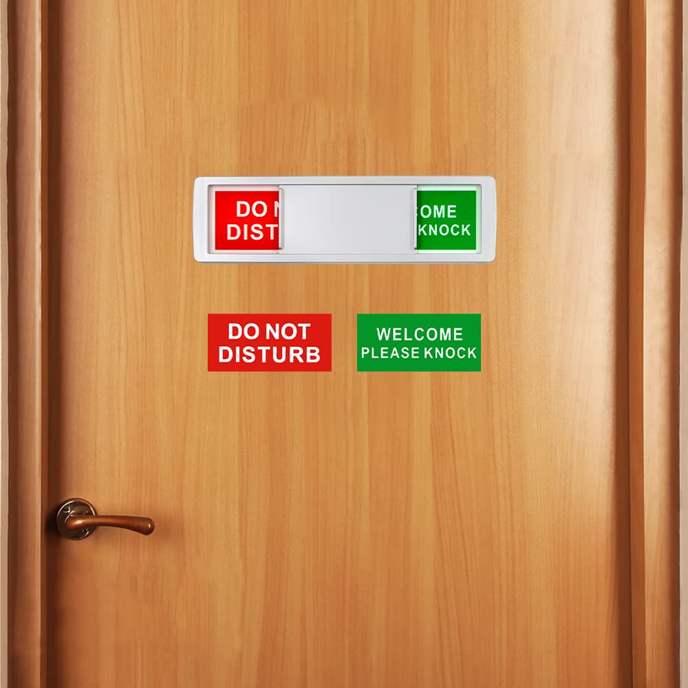 Privacy Sign, Do Not Disturb Welcome Sign, Please Knock Sign, 7 x 2 Inch Do Not Disturb Sign for Office Home Conference, Slider Door Indicator Sign WHITE, 1