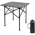 Niceway Compact Camping Table Folding Camp Side Table Portable Roll up Aluminum Table with Carry Bag Lightweight Foldable Small Camp Table for Indoor Outdoor Picnic Backyard BBQ