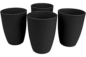Soptalles Wheat Straw Cups set of 4, Unbreakable Drinking Cup, Reusable Cups, Dishwasher Safe, 12 oz for Kitchen, Home, Office, and Outdoor Use (Black)