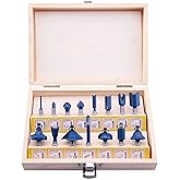 LU&MN Carbide Tipped Router Bits (15 PCS) with 1/4" Shank, Wood Milling Saw Cutter , All Purpose (Woodworking Tools for Home 
