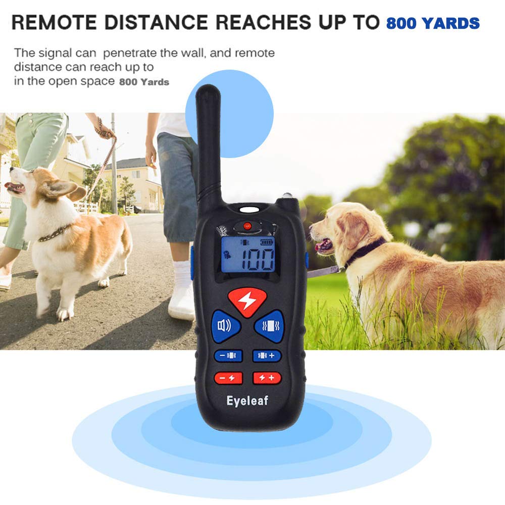 Colliers de dressage pour chiens Electrique Beep Vibra Choc collier dressage chien étanche et Rechargeable Collier télécommande 800 Verges Collier Electrique pour Chien pour la formation de chien