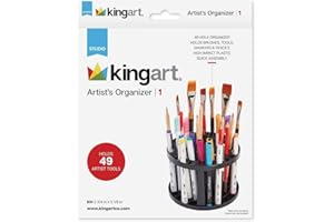 KINGART 901z Desktop 49-Hole Artist Studio Organizer for Holding Pens, Paint Brushes, Colored Pencils, Markers & Scissors & More