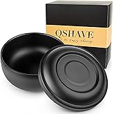 QSHAVE Stainless Steel Shaving Bowl with Lid 4 Inch Diameter Large Deep Size Matte Black Chrome Coating