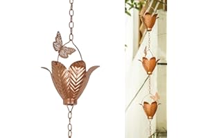 TZSSP Rain Chains Decorative Rain Chain Bell with 10 Cups, Rain Chain for Gutters,8-1/2 Length,102 Inch,Butterfly
