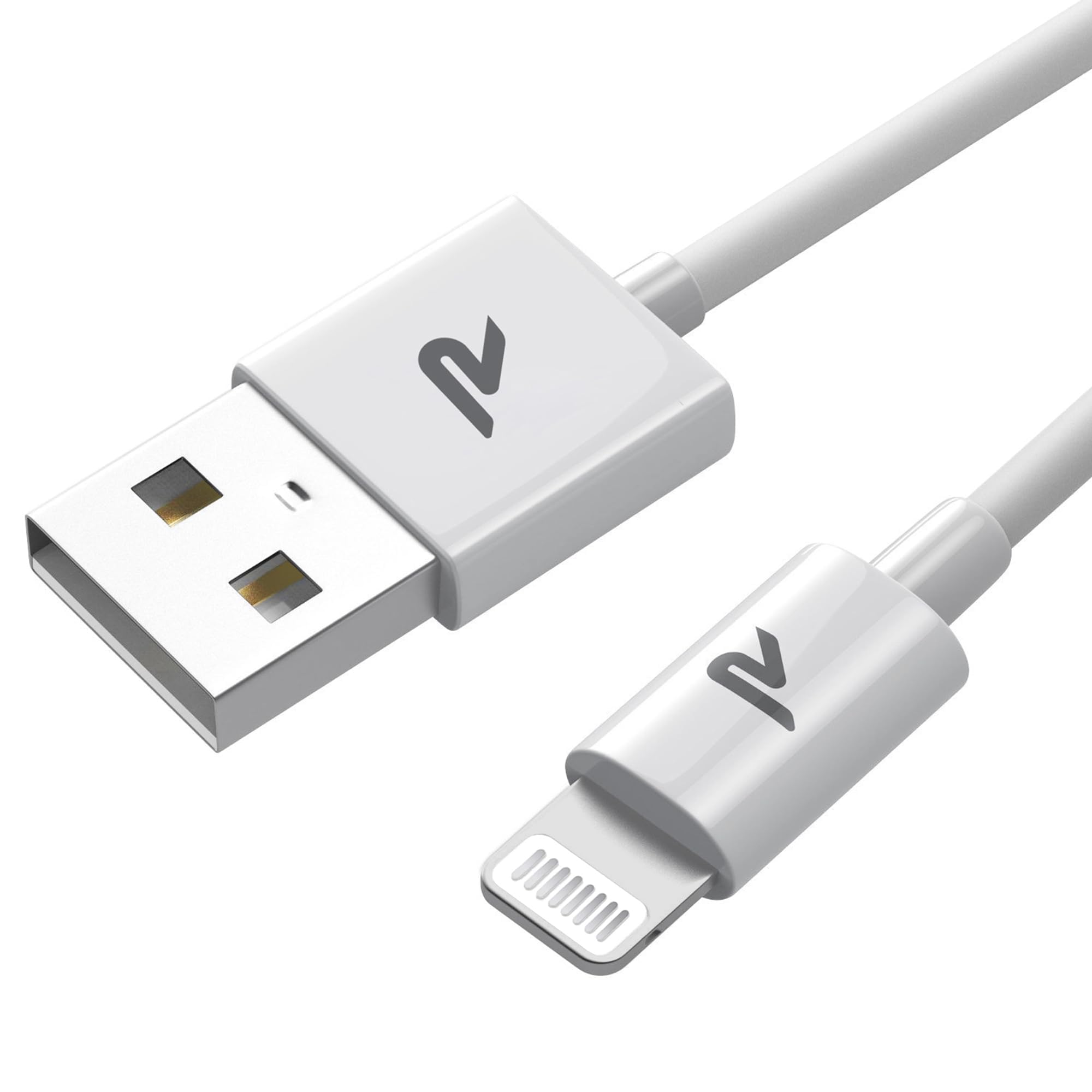 RAMPOW Lightning Cable iPhone Charger - [Apple MFi Certified] - Lifetime Warranty - Compatible with iPhone XS Max XR X 8 Plus 7 Plus 6S 6 Plus 5 5S 5C SE iPad iPod-White 1m