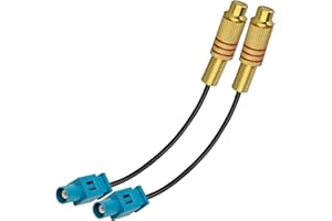 TUOLNK 2 Pack 6inch Fakra Z Waterblue Male to RCA Female Pigtail Jumper Coaxial Cable for Car DVD Extension Cable RG174 Coax Cable