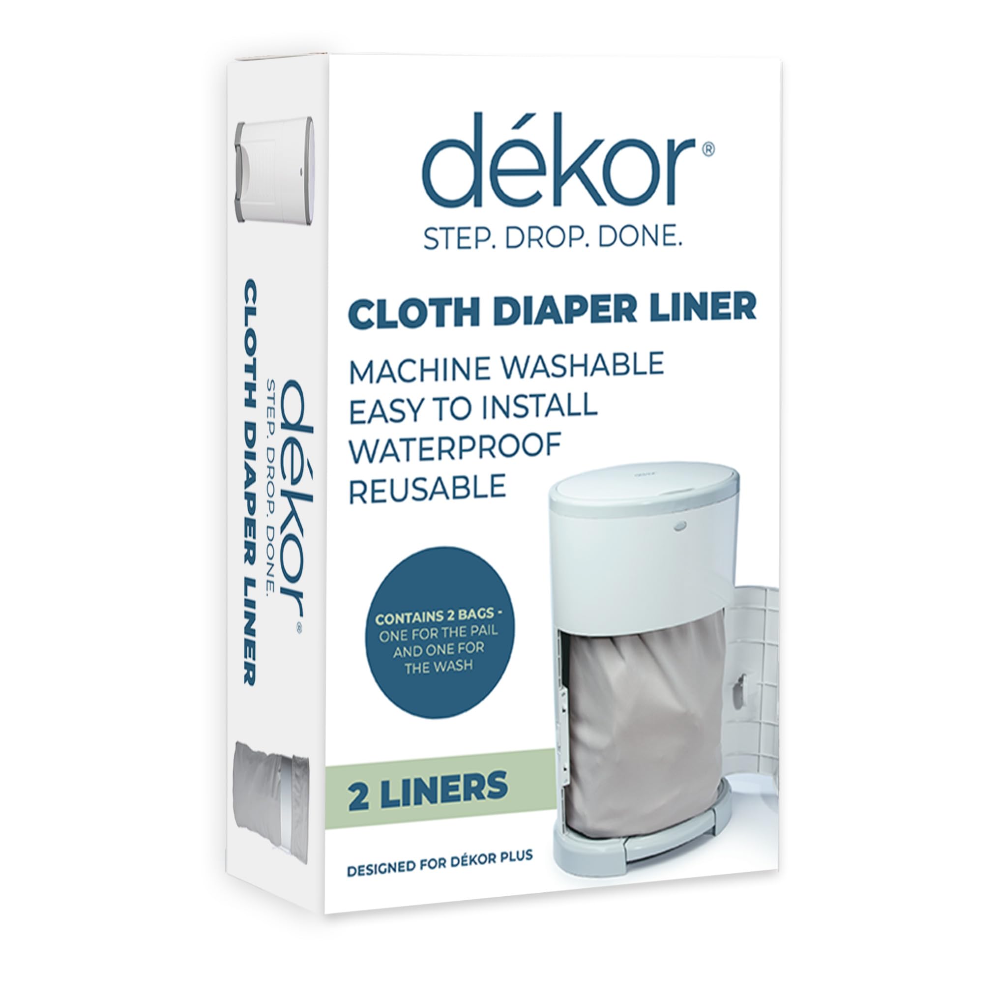 Photo 1 of Diaper Dekor Cloth Diaper Liner | 2 Count | Gray | Perfect for Cloth Diapers | Just Step – Drop – Done | Quick & Easy to Replace | Fits the Diaper Dekor Plus Hands-Free Diaper Pail | Machine Washable